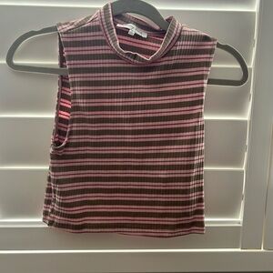 Emory Park Pink and Brown Striped Top